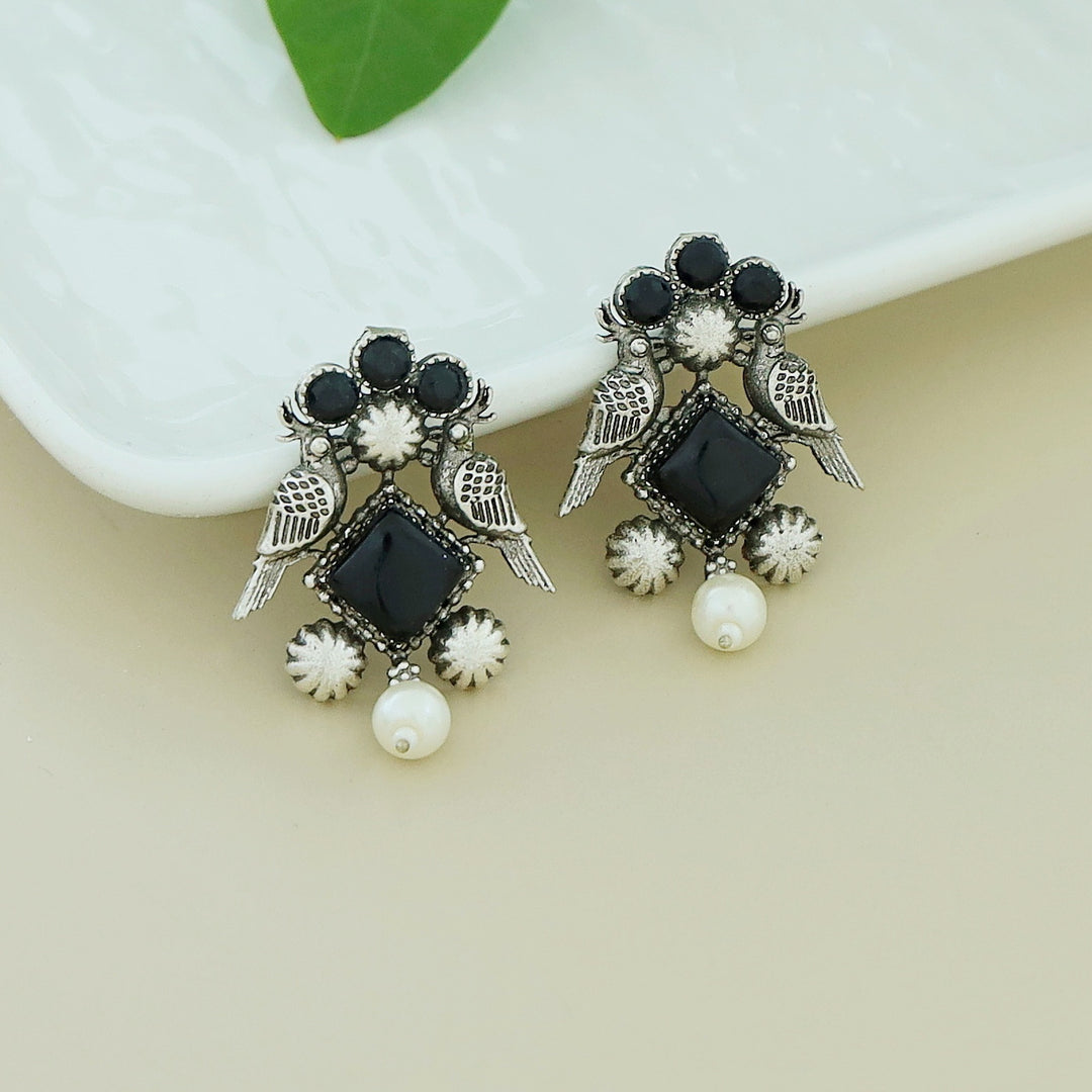 Bindiya Twin Bird Glossy Pearl Earring