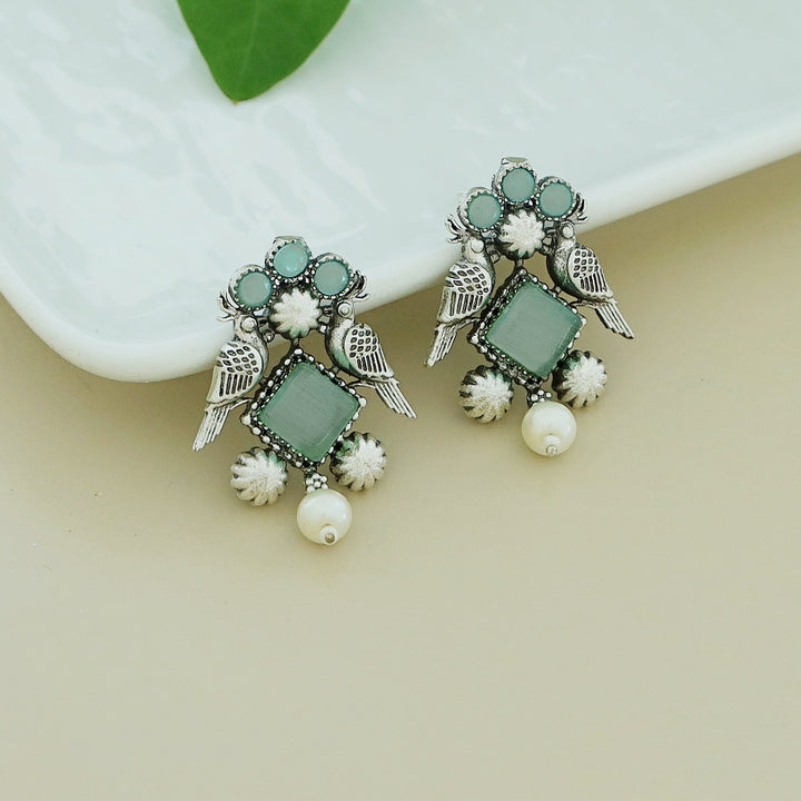 Bindiya Twin Bird Glossy Pearl Earring
