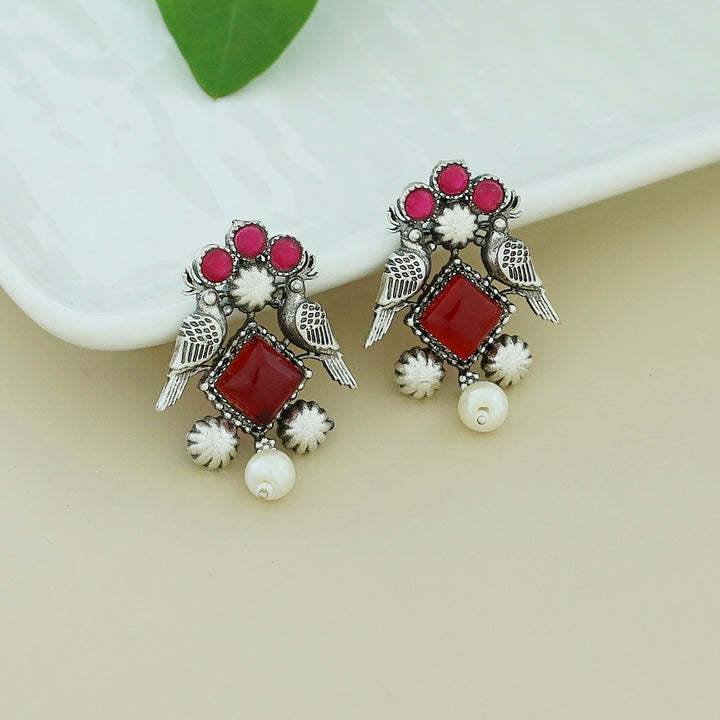 Bindiya Twin Bird Glossy Pearl Earring