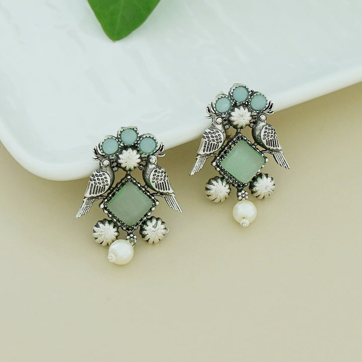 Bindiya Twin Bird Glossy Pearl Earring