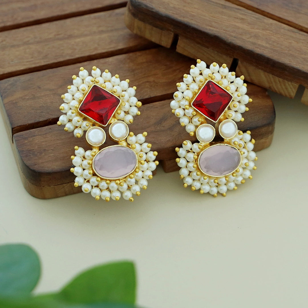 Nimora Dual Glossy Cluster Pearl Earring