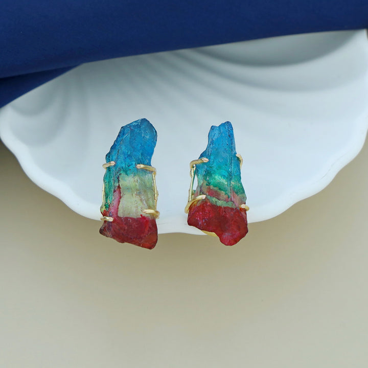Tiffany 4 Layer Claw Tri Dyed Stone Neck Cuff With Stud