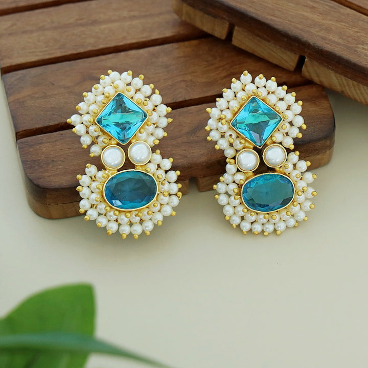 Nimora Dual Glossy Cluster Pearl Earring