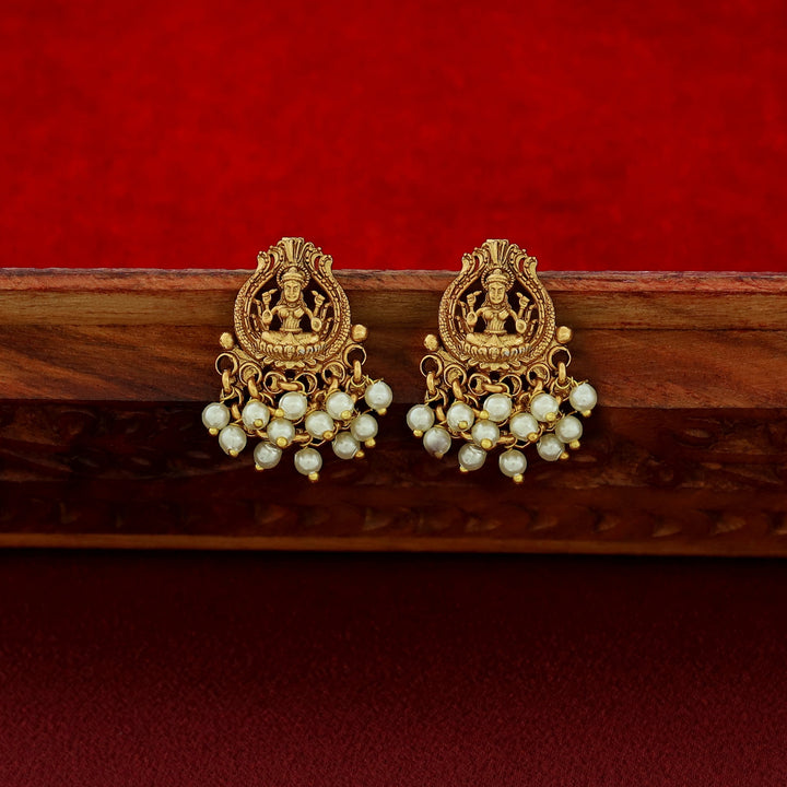 Hamsini Lekshmi Cluster Pearl Long Haram Neckpiece With Earring