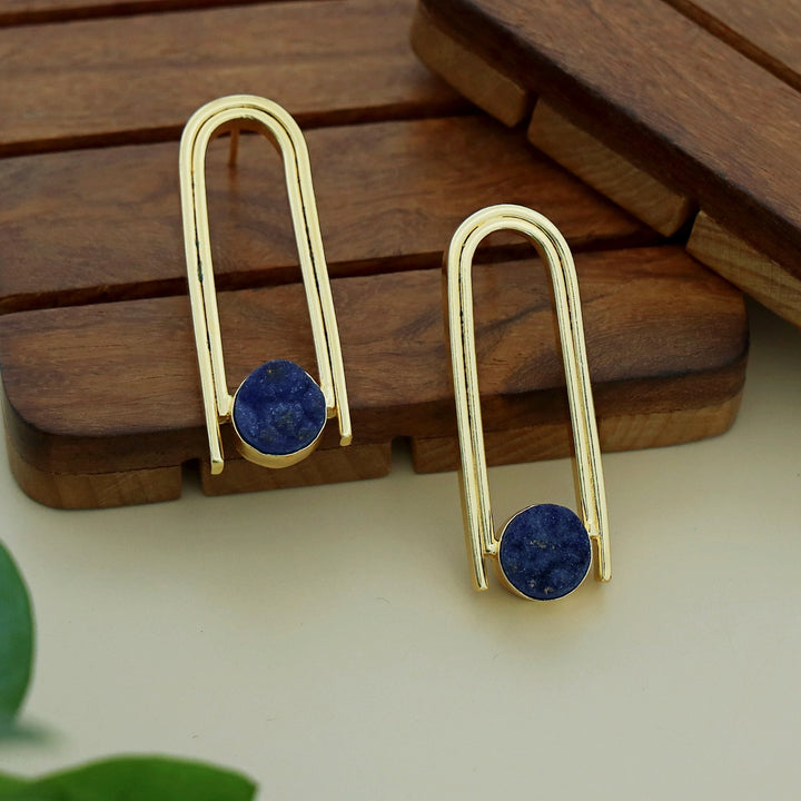 Ruhi Golden Dual Arch Druzy Stone Earring
