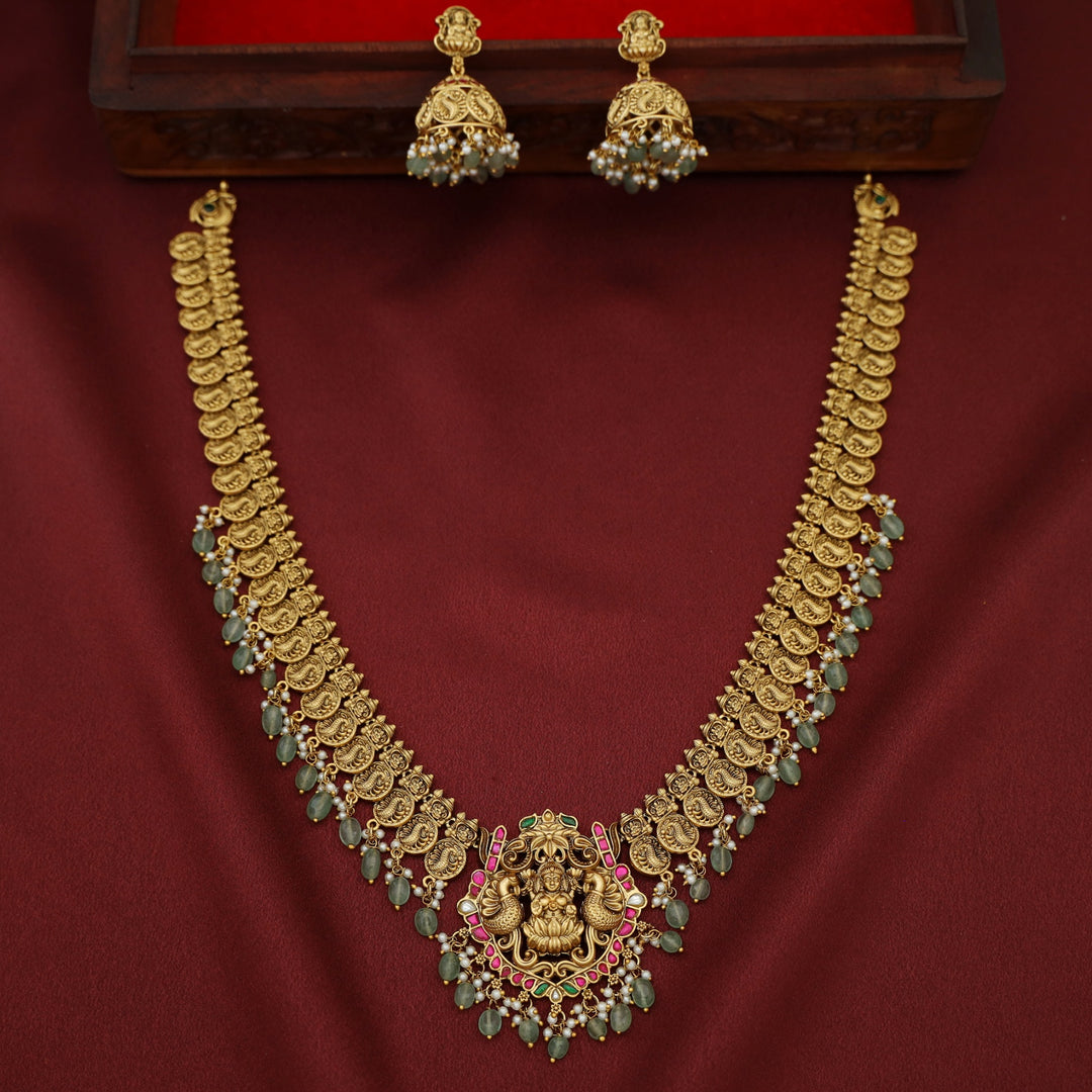 Premium Shritisha Devi Beaded Long Neckpiece With Earring