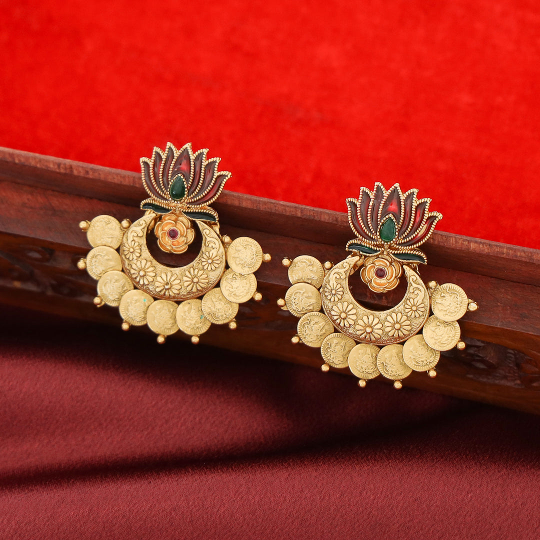 Advaita Enamel Lotus Kashi Earring