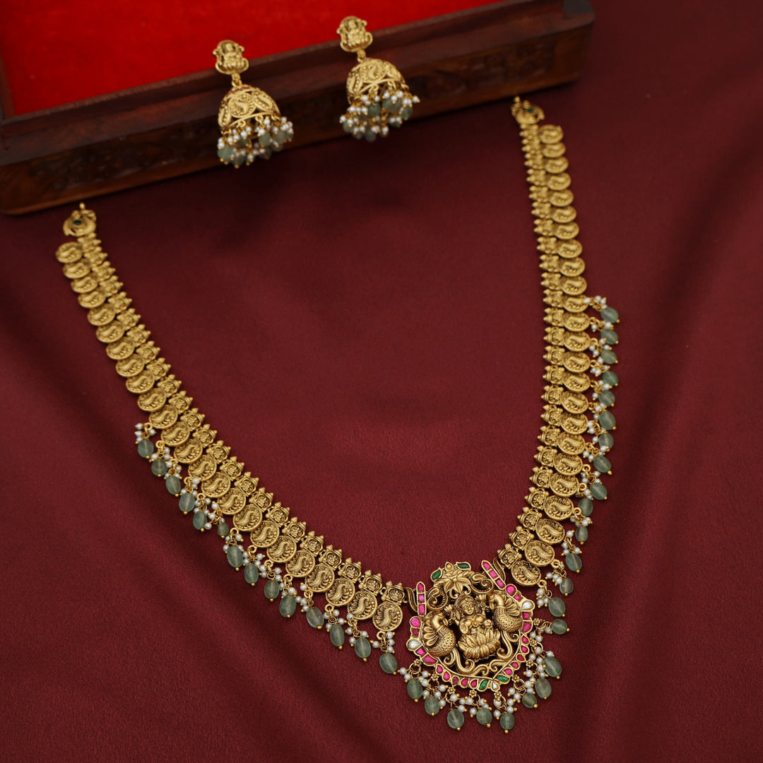 Premium Shritisha Devi Beaded Long Neckpiece With Earring