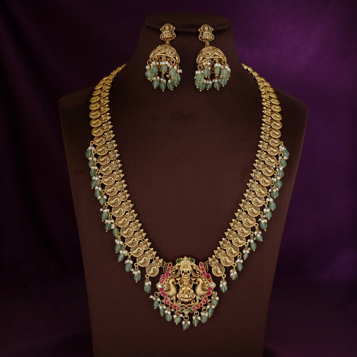 Premium Shritisha Devi Beaded Long Neckpiece With Earring