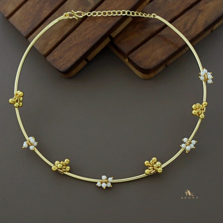 Golden Cluster Pearl Ghungroo Neck Cuff
