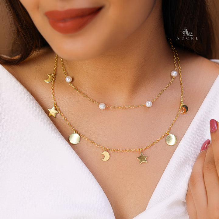 Golden 2 Layer Astral Pearl Neckpiece