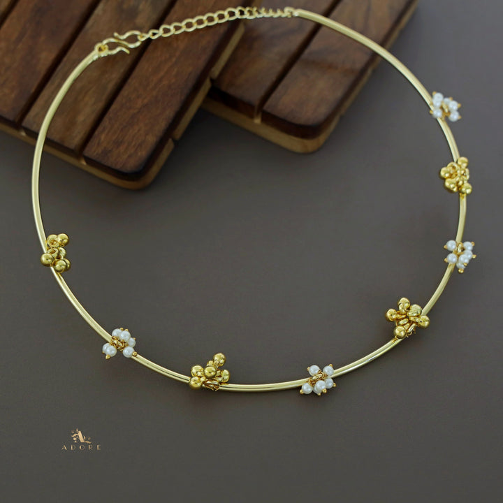 Golden Cluster Pearl Ghungroo Neck Cuff