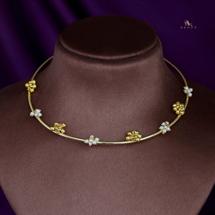 Golden Cluster Pearl Ghungroo Neck Cuff