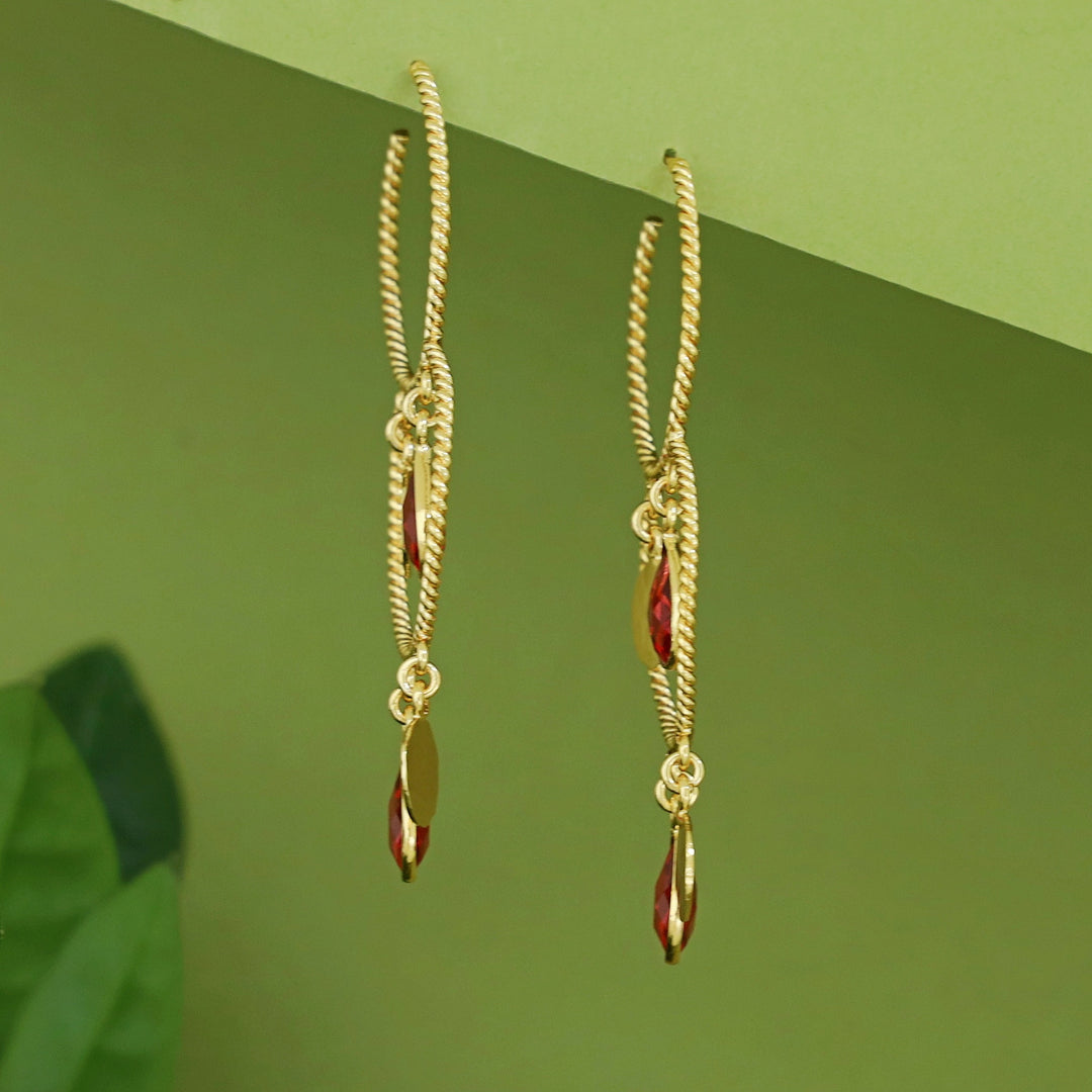 Elsa Golden Twisted Glossy Dual Hoop Earring