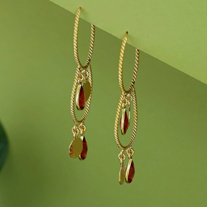 Elsa Golden Twisted Glossy Dual Hoop Earring