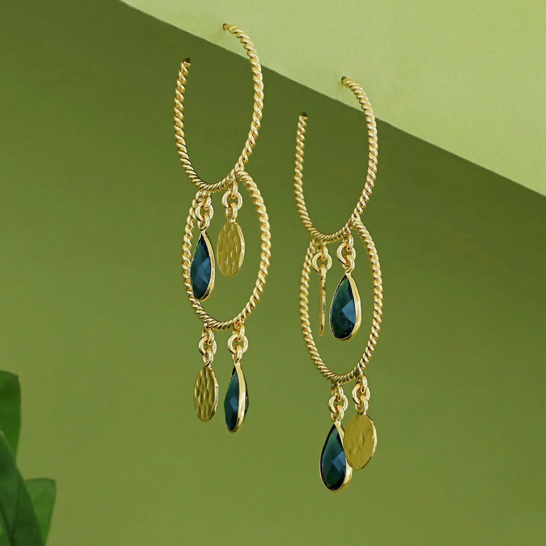 Elsa Golden Twisted Glossy Dual Hoop Earring