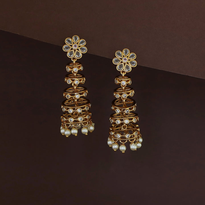 Shivanya Golden 5 Layer Pearl Earring