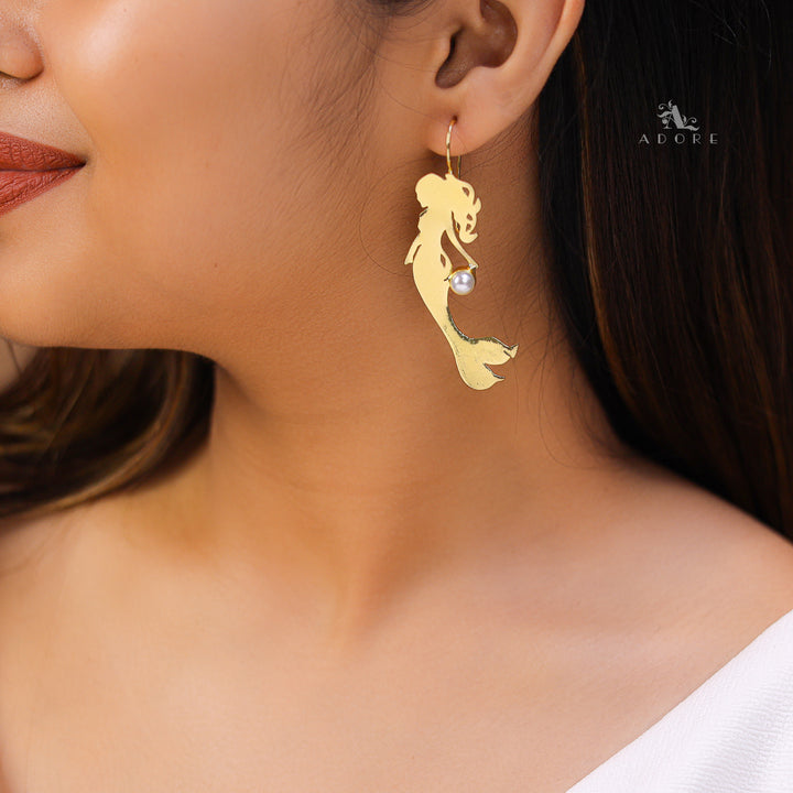 Navika Golden Mermaid With Pearl Drop