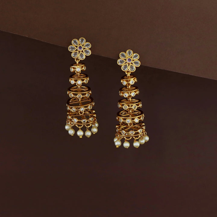 Shivanya Golden 5 Layer Pearl Earring
