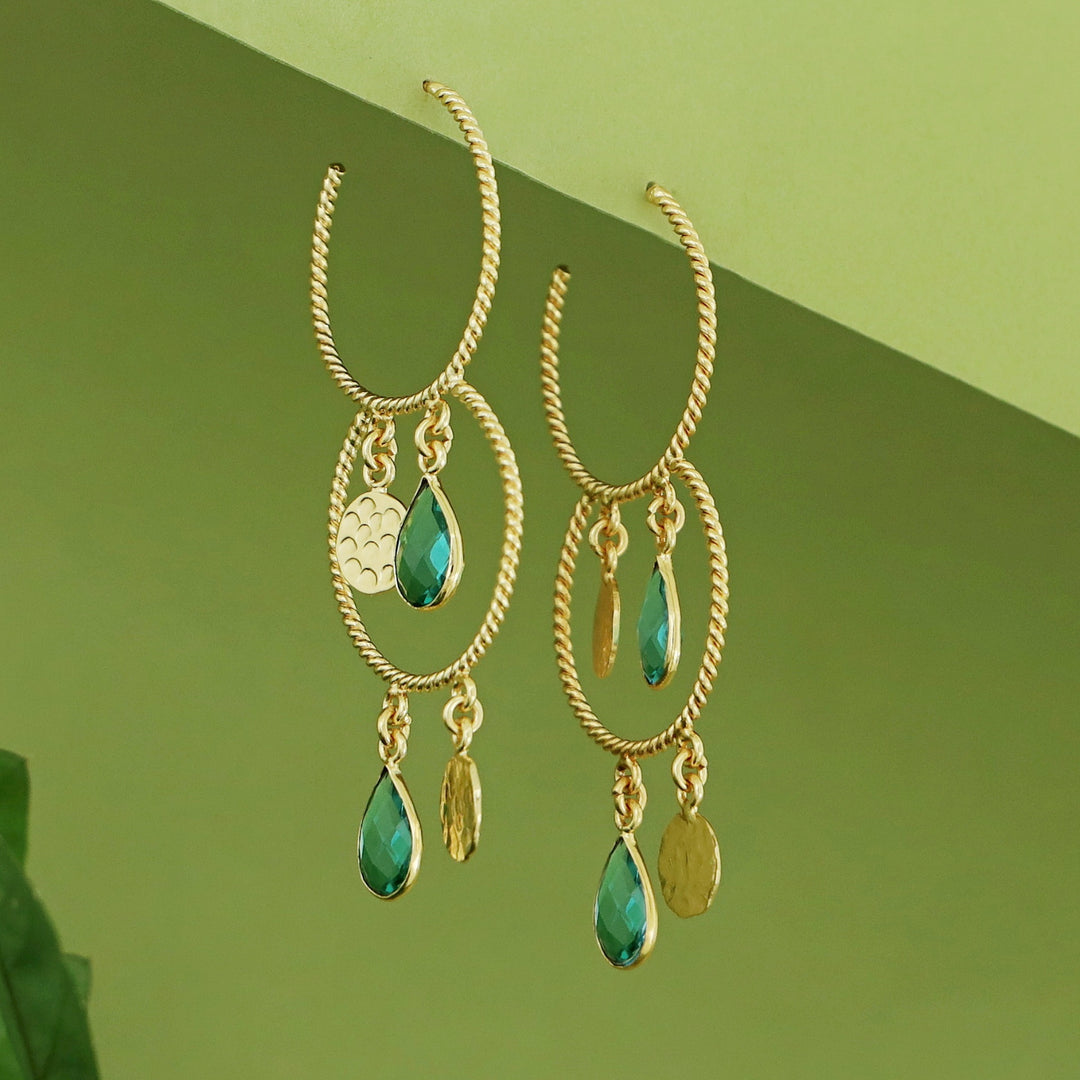 Elsa Golden Twisted Glossy Dual Hoop Earring