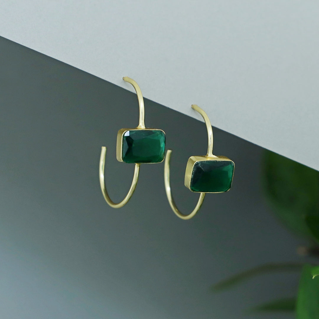 Lima Rectangle Glossy Hoop Earring