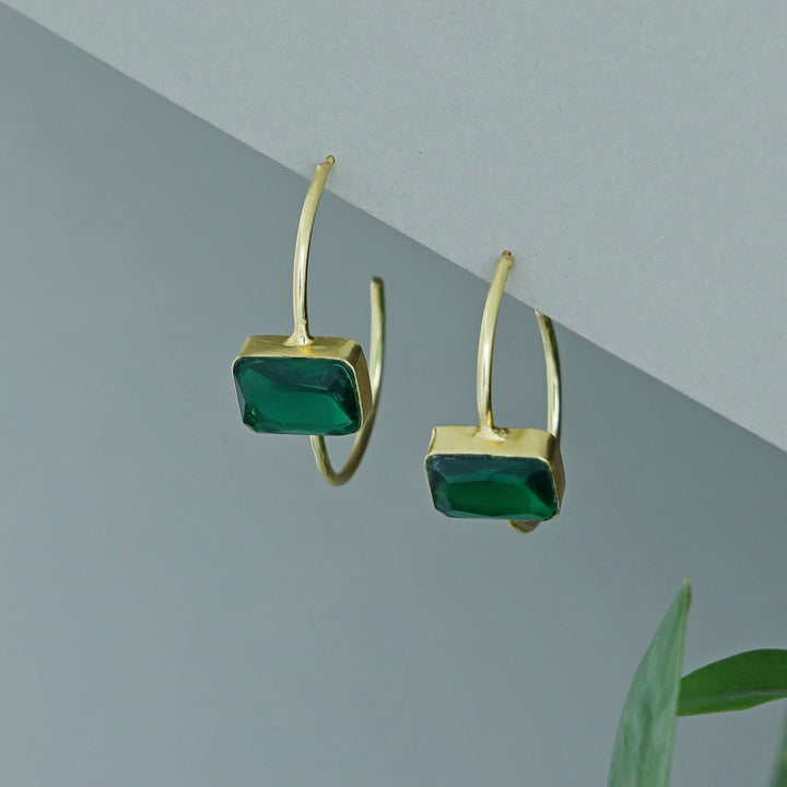 Lima Rectangle Glossy Hoop Earring