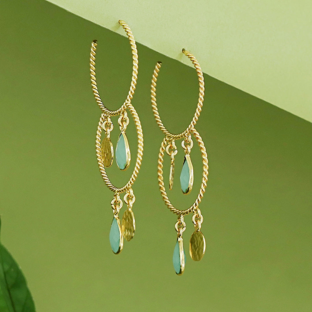 Elsa Golden Twisted Glossy Dual Hoop Earring