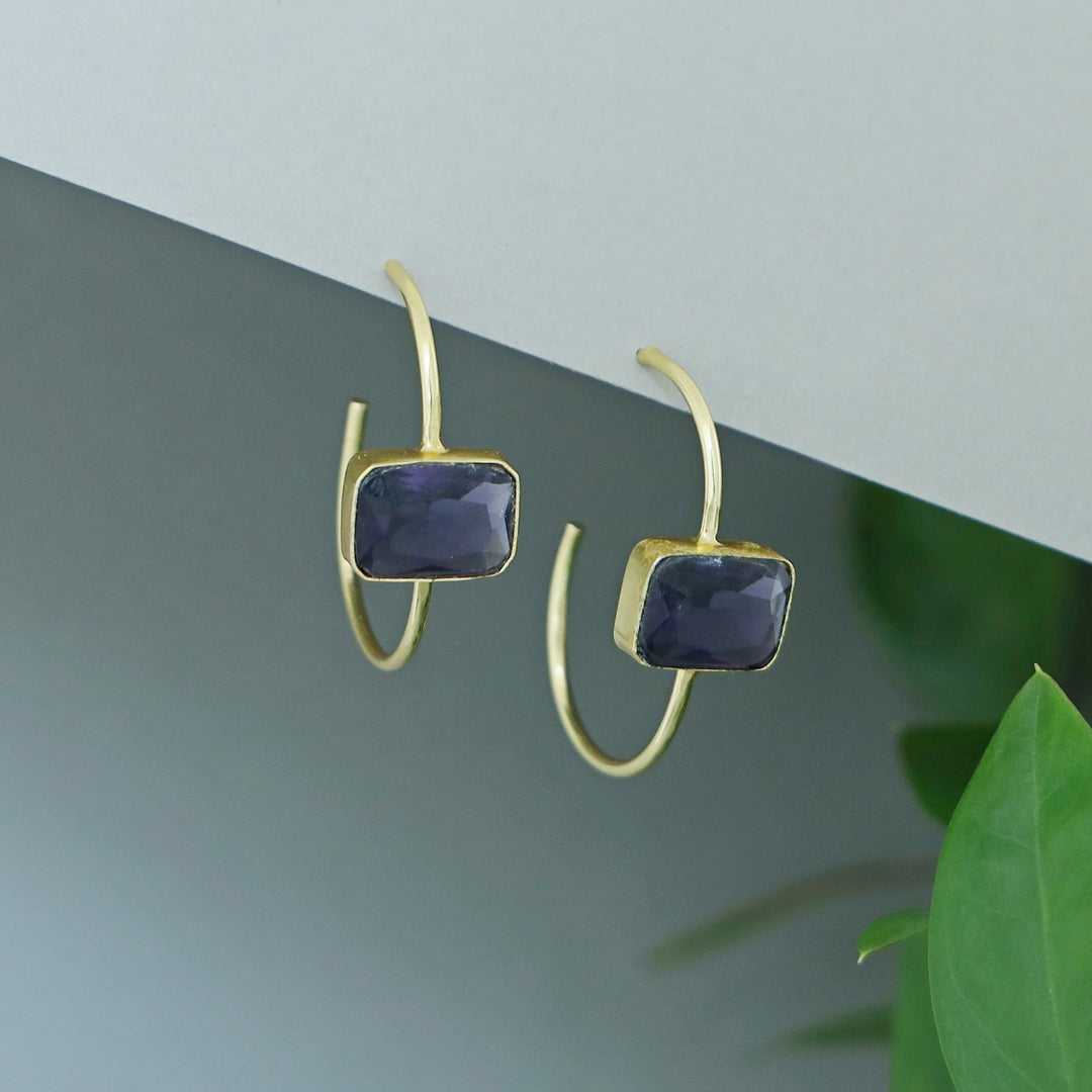 Lima Rectangle Glossy Hoop Earring