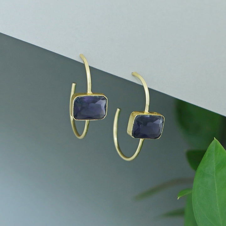 Lima Rectangle Glossy Hoop Earring