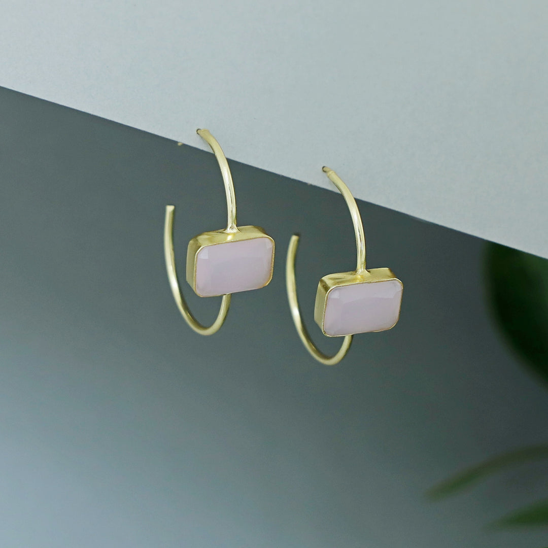 Lima Rectangle Glossy Hoop Earring