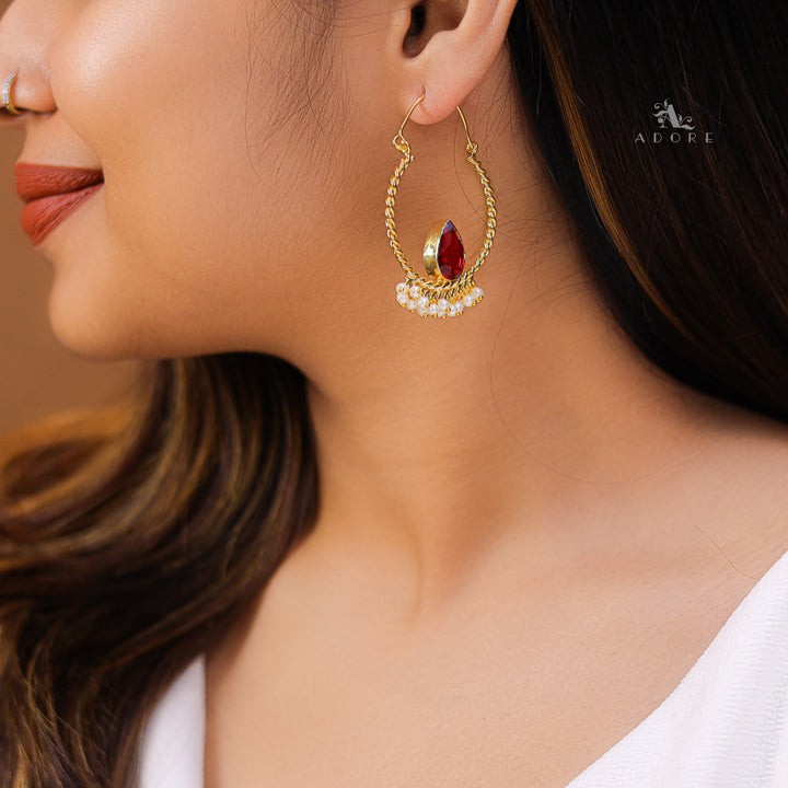 Golden Hanging Pot Cluster Pearl Earring