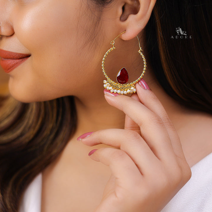 Golden Hanging Pot Cluster Pearl Earring