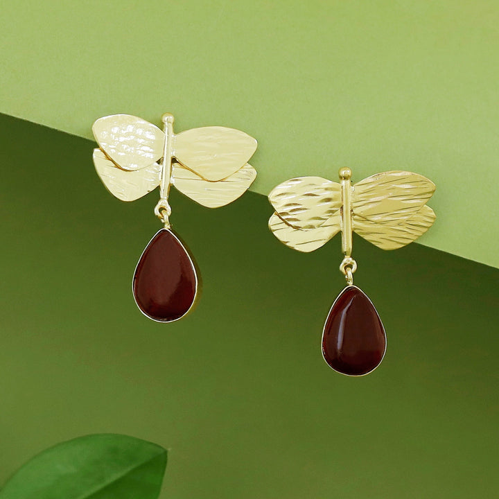 Anamya Dragonfly Glossy Drop Earring