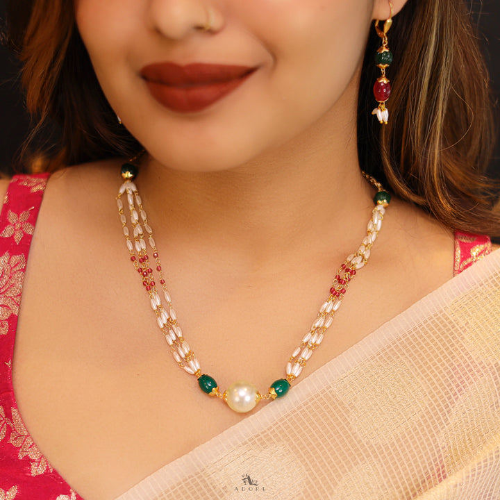 Padma Niharika Rice Pearl Neckpiece With Drop