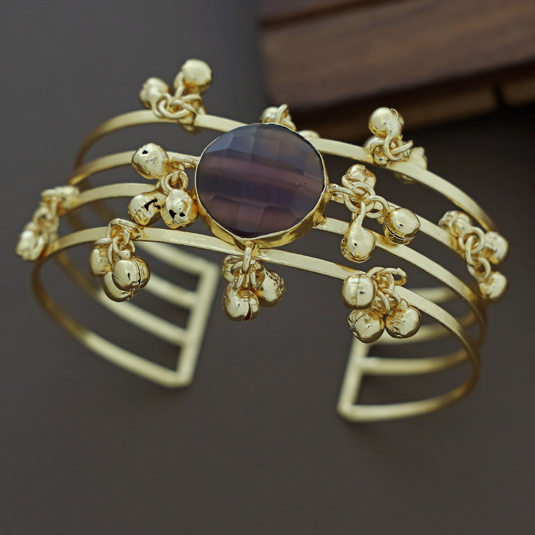 Simna Ghungroo Glossy + Raw Stone 4 Laryer Bangle