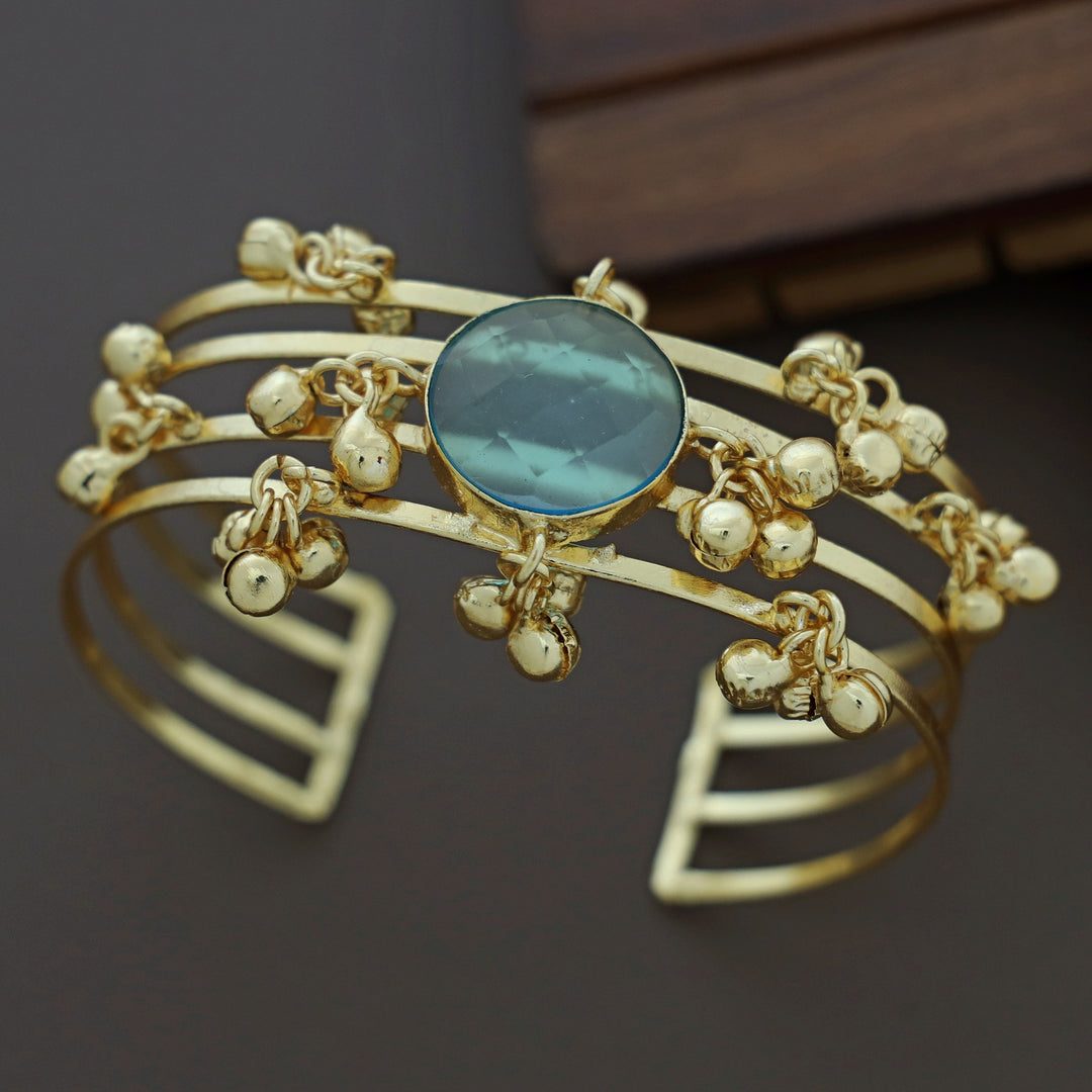 Simna Ghungroo Glossy + Raw Stone 4 Laryer Bangle