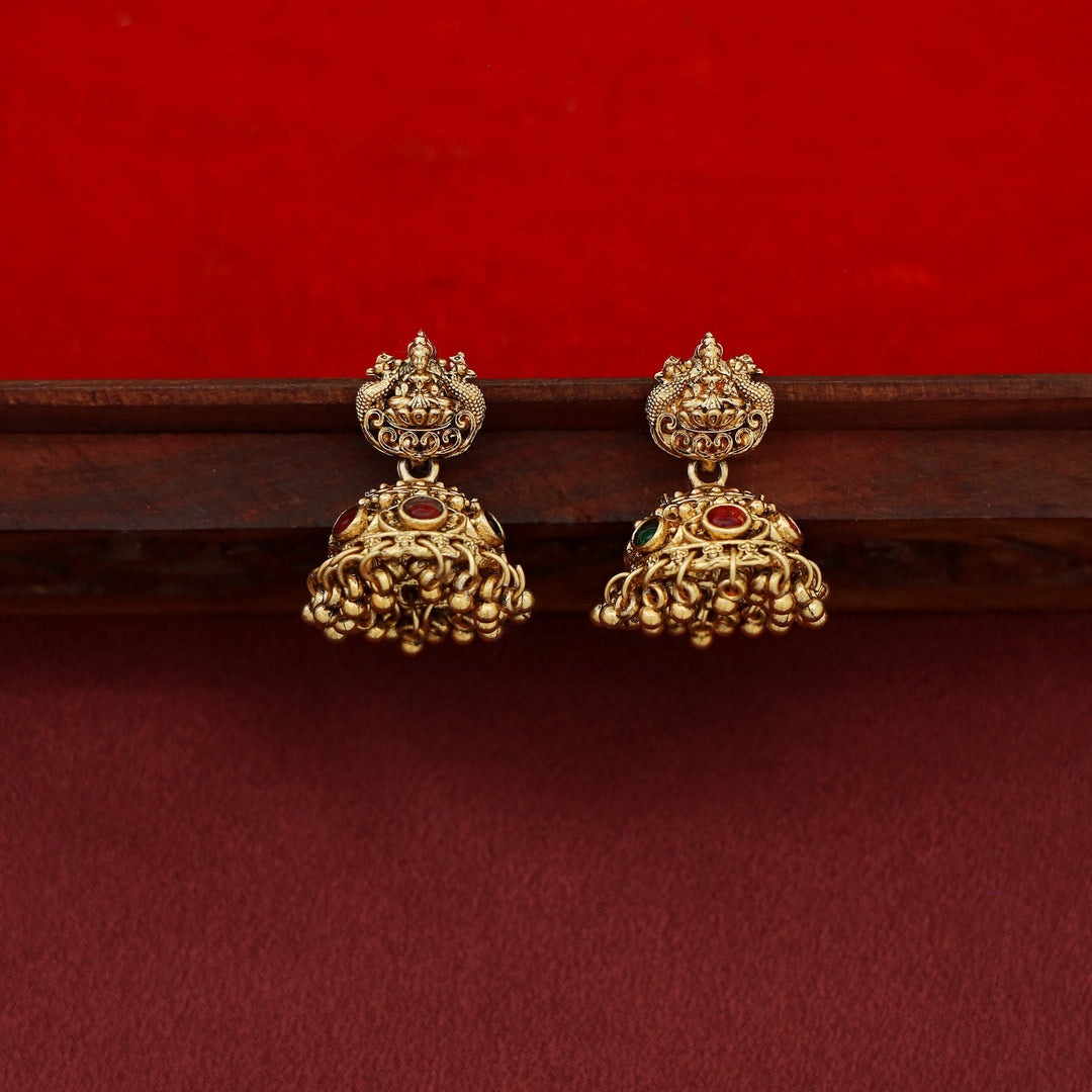 Mokshita Layered Temple Prathishta Haram Neckpiece With Earring