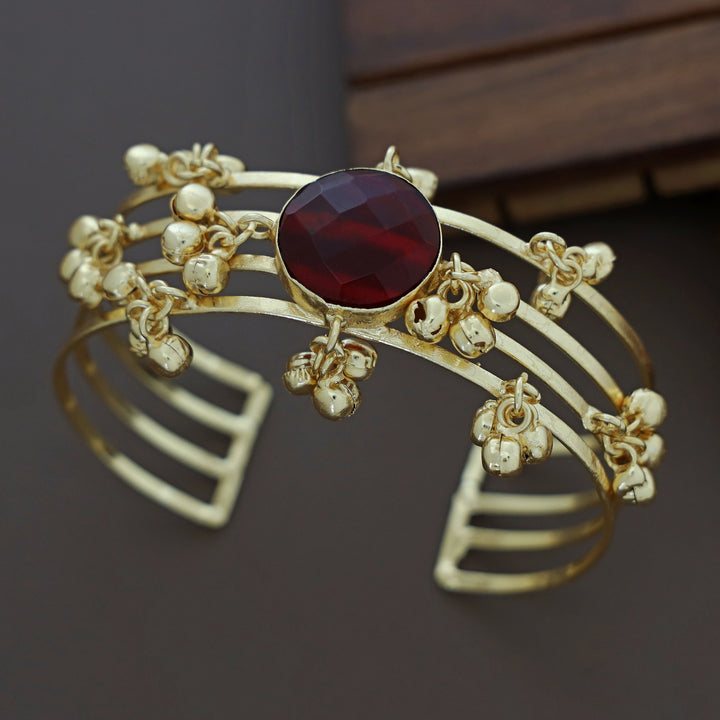 Simna Ghungroo Glossy + Raw Stone 4 Laryer Bangle