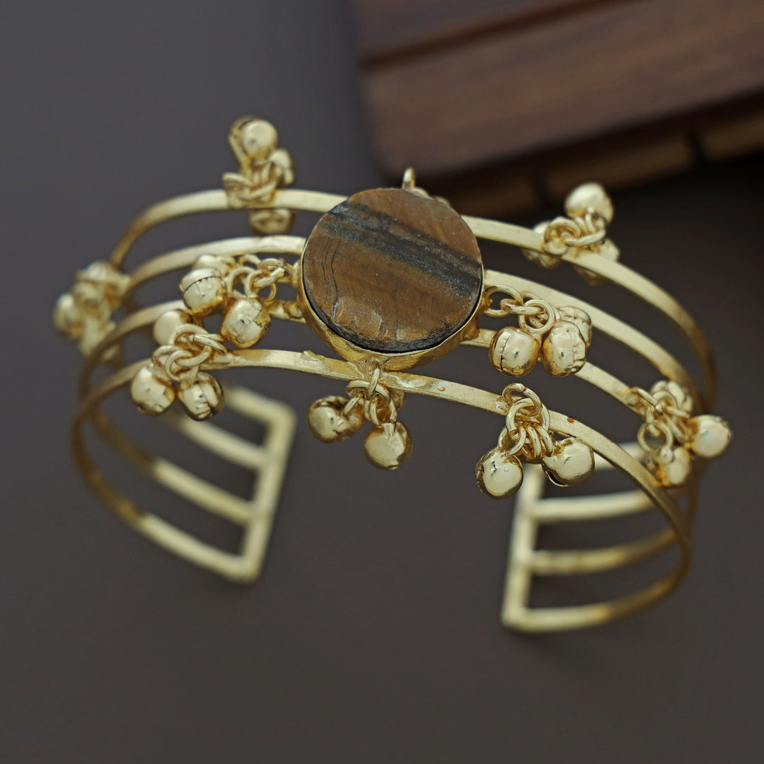 Simna Ghungroo Glossy + Raw Stone 4 Laryer Bangle