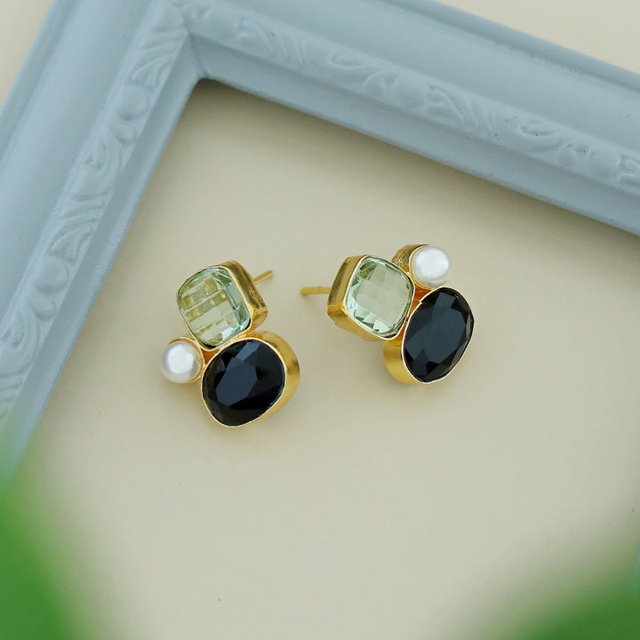 Celine Due Glossy Stone Pearl Earring