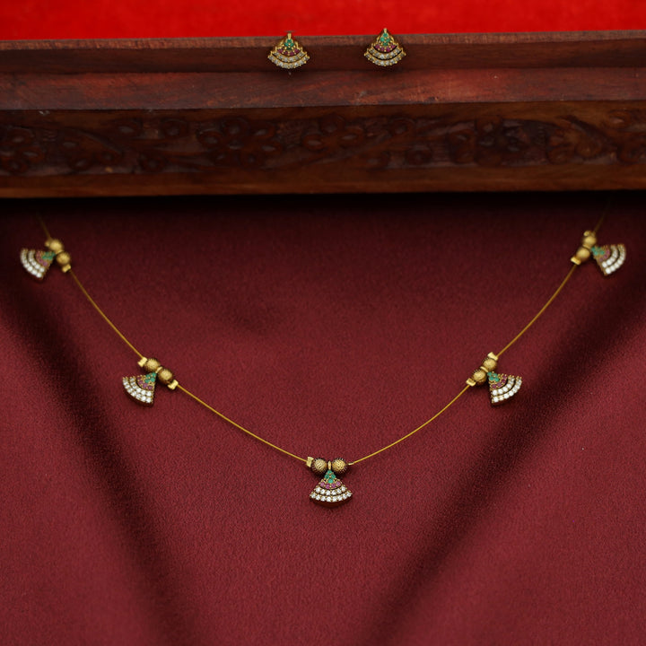 Shyama AD Stone Cone String Neckpiece With Stud