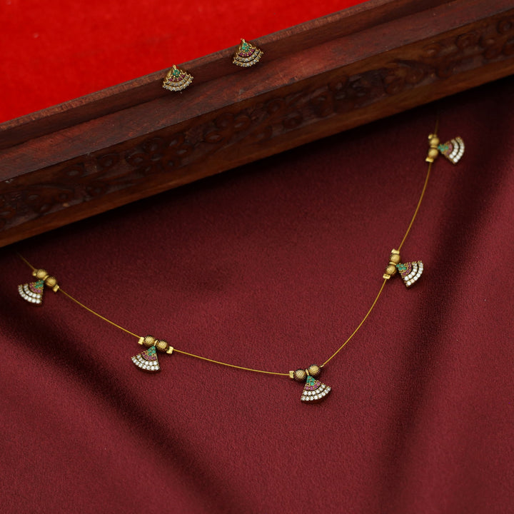 Shyama AD Stone Cone String Neckpiece With Stud