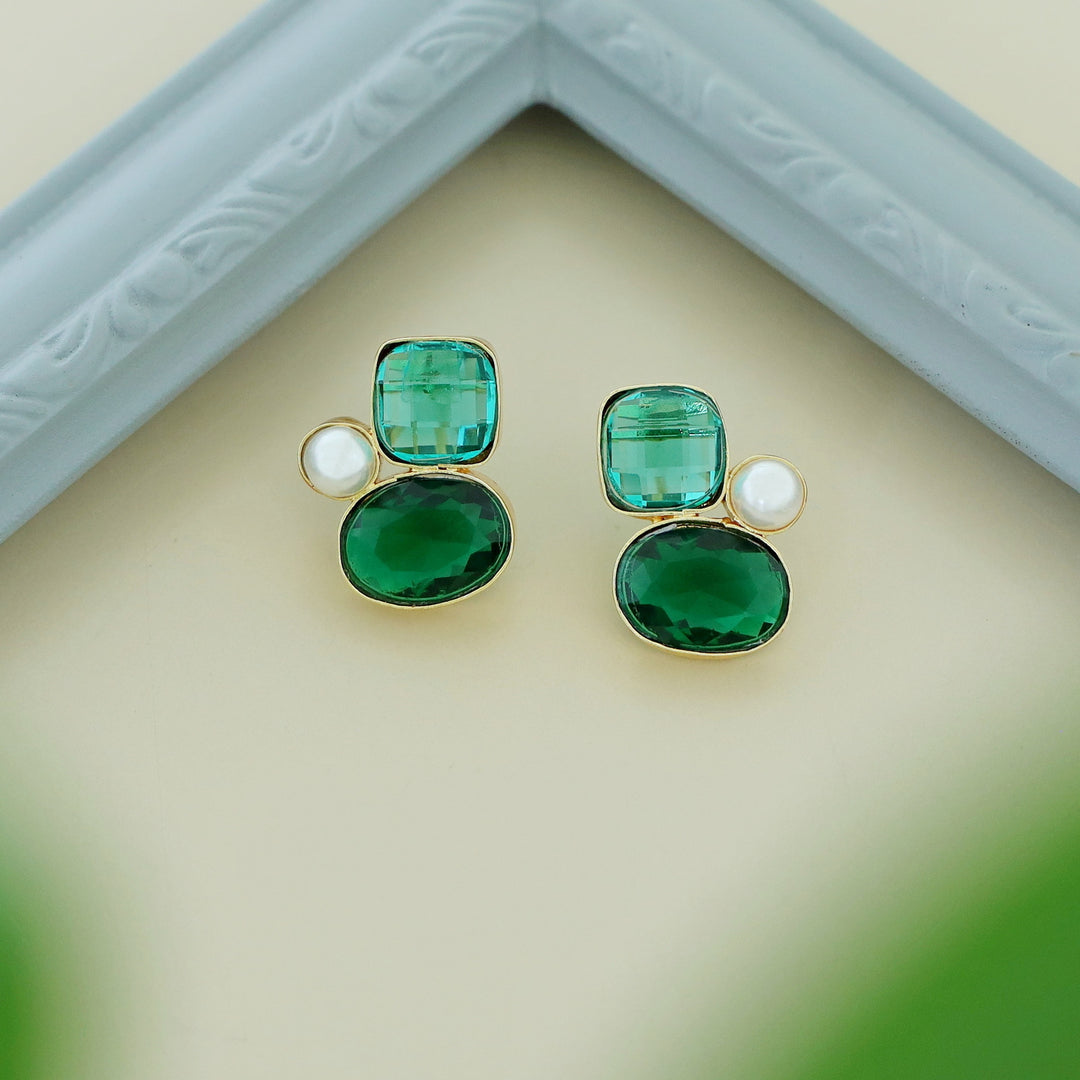 Celine Due Glossy Stone Pearl Earring