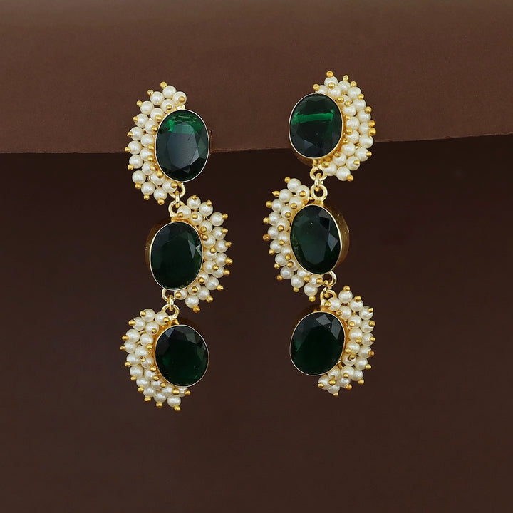 Aanshi Glossy Stone Curly Pearls Earring