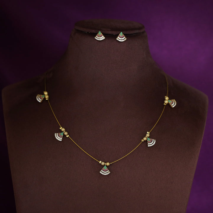 Shyama AD Stone Cone String Neckpiece With Stud