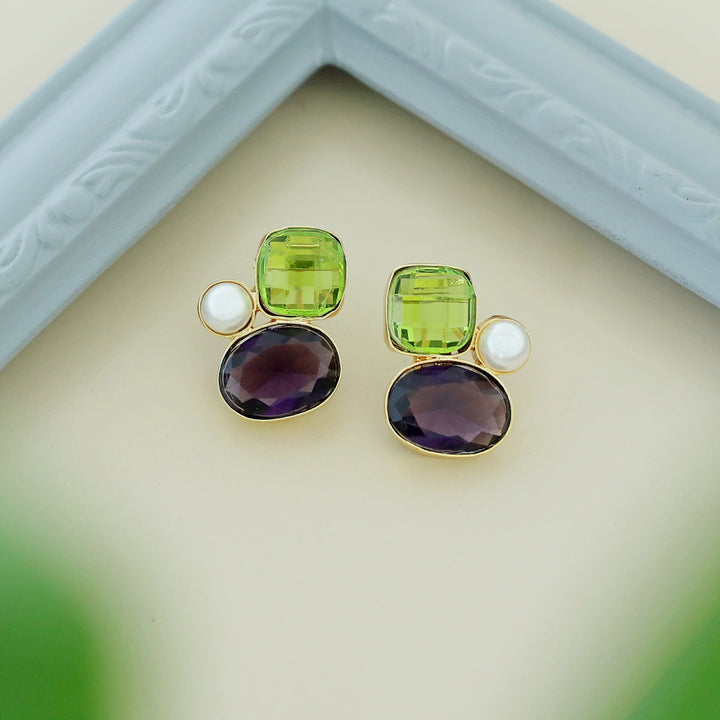 Celine Due Glossy Stone Pearl Earring