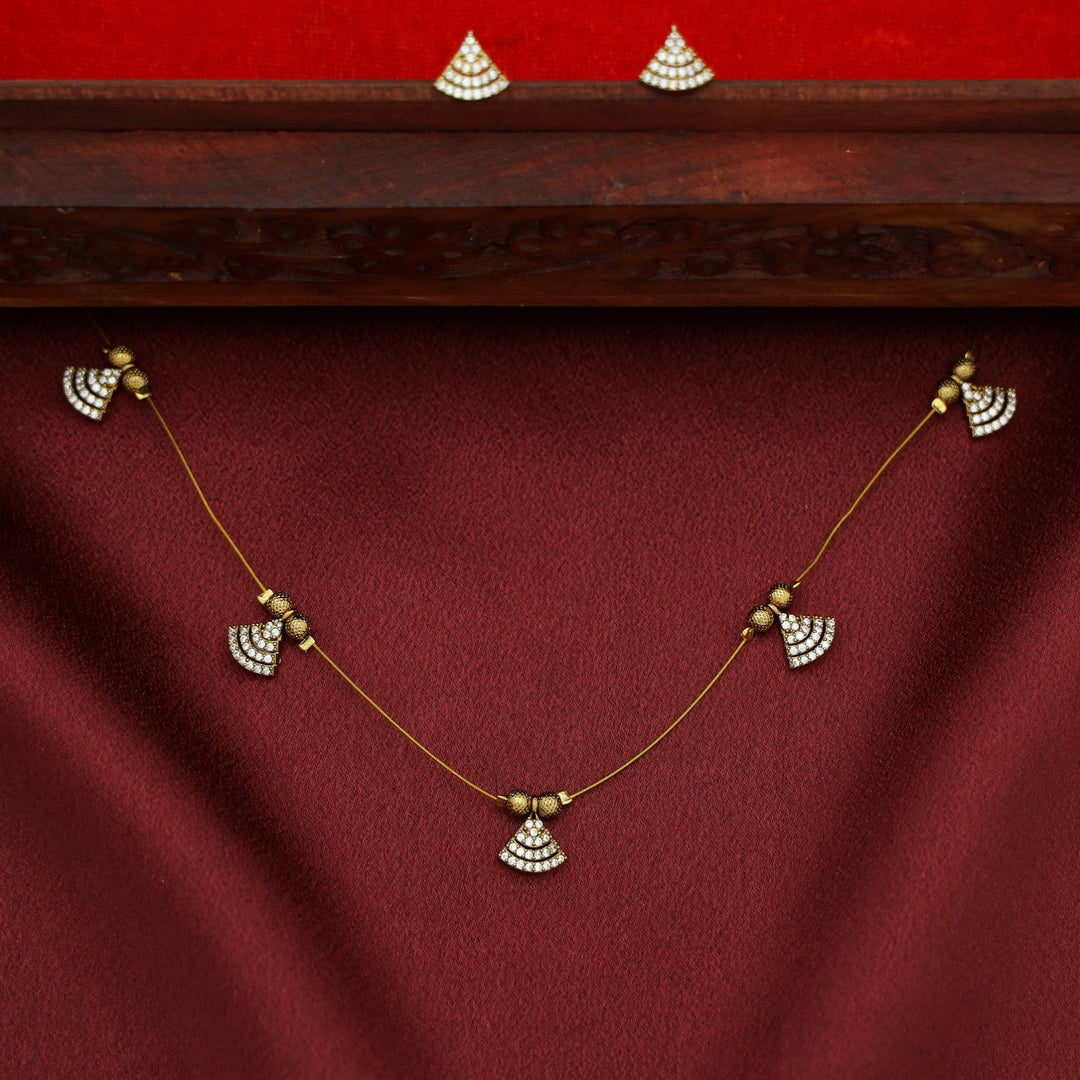 Shyama AD Stone Cone String Neckpiece With Stud