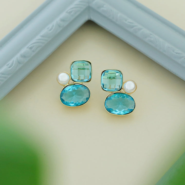 Celine Due Glossy Stone Pearl Earring