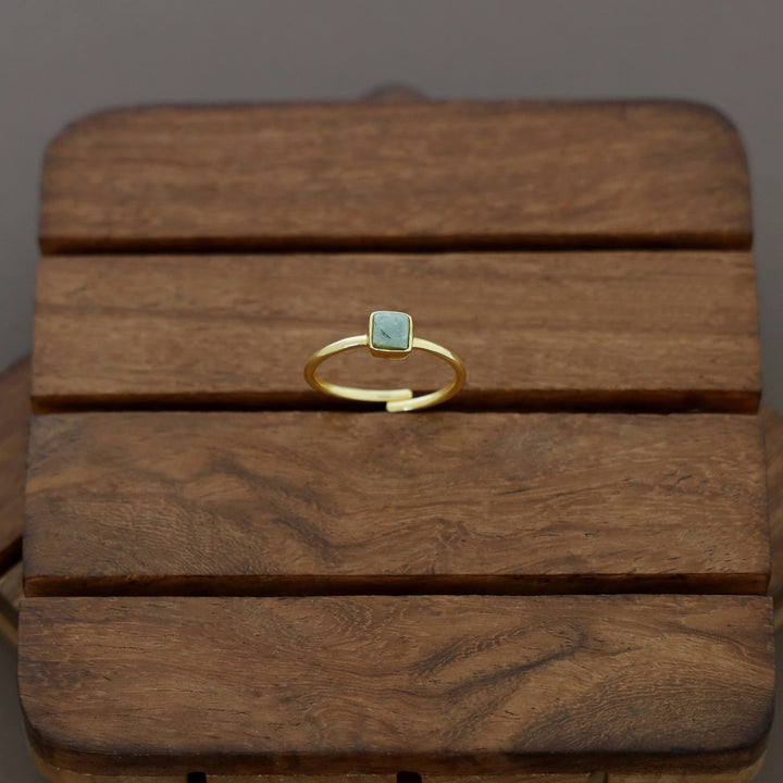 Arosha Mini Square Natural Stone Ring