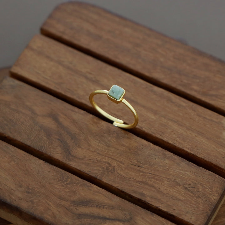 Arosha Mini Square Natural Stone Ring